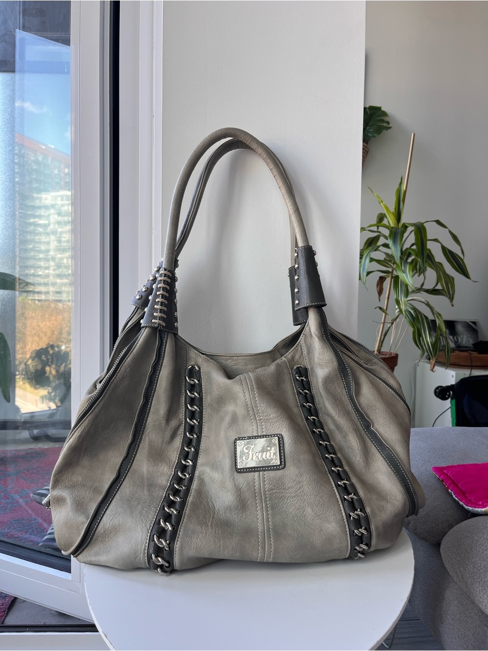Y2K Rocker Moto Lace Up Large Shoulder bag